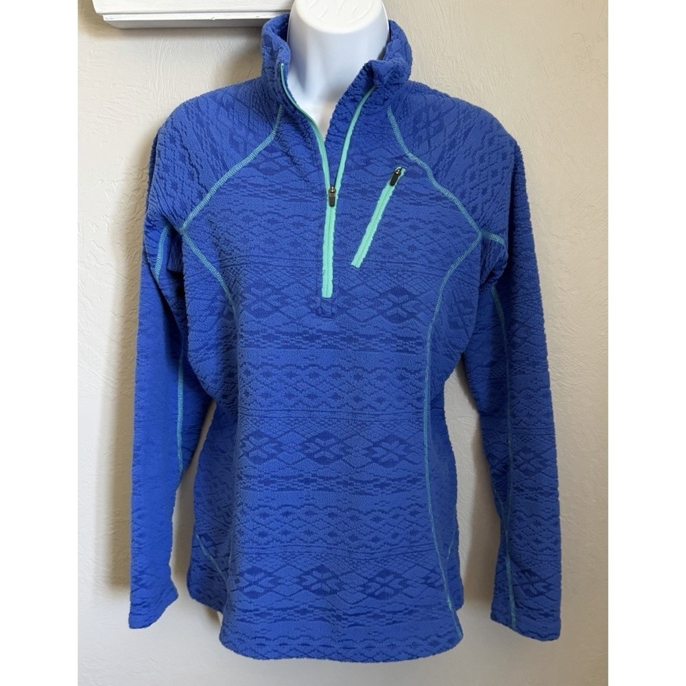 Klim Pullover Womens Size Medium‎ Blue 1/4 Zip Sweater Athletic Geometric